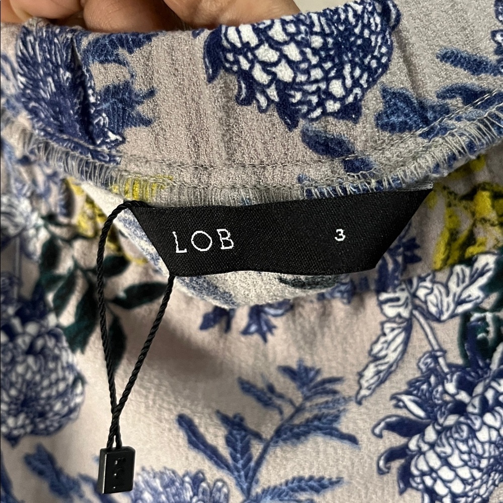 LOB Floral Gray Blue Yellow Off-Shoulder Mini Dress Sz 3 Vacay Beach TC0312 - Picture 3 of 7